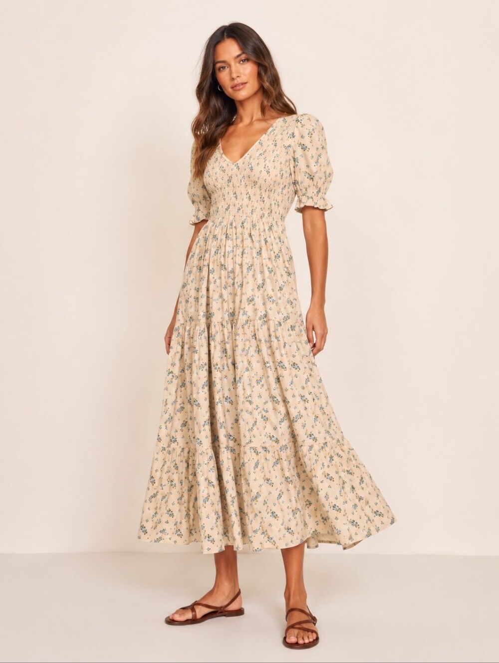 Christy Dawn Brooklyn Midi Dress In Mums Ditsy Cream New Size S